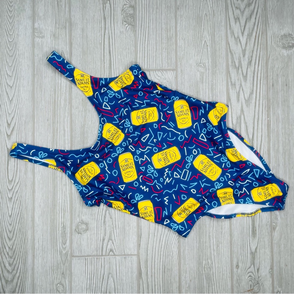 Shinesty Samuel Adams One Piece Swimsuit Lined Beer Cans L swimwear bathing suit